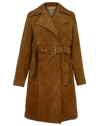 Women’s Caramel Brown Suede Trench Coat