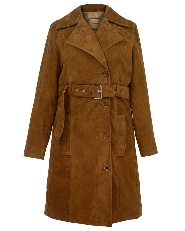 Women’s Caramel Brown Suede Trench Coat