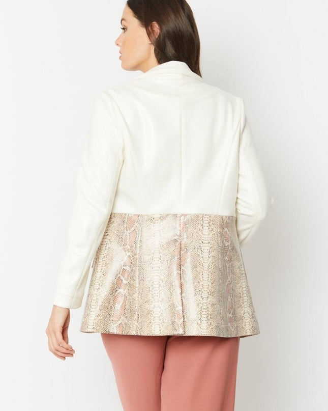 Women's Cream Faux Leather Suede Jacket - Fashion Must - Have - Faux Leather Jackets - Buy Me Fur Ltd