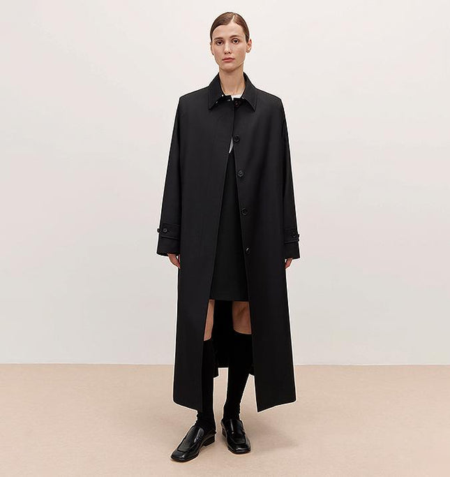 Women’s Mid - Length Wool Trench Coat – “Fragrant Moment” Overcoat - outerwear - Firelady Fur