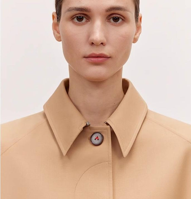 Women’s Mid - Length Wool Trench Coat – “Fragrant Moment” Overcoat - outerwear - Firelady Fur