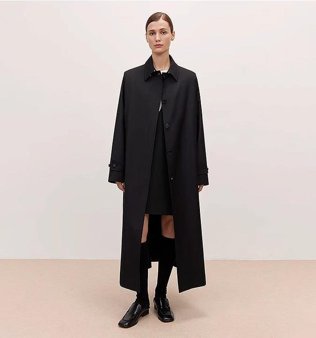 Women’s Mid - Length Wool Trench Coat – “Fragrant Moment” Overcoat - outerwear - Firelady Fur
