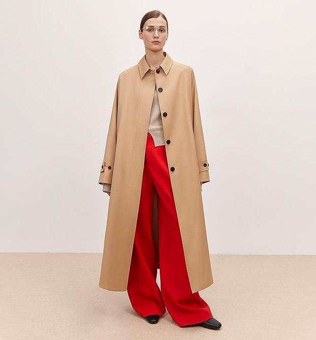 Women’s Mid - Length Wool Trench Coat – “Fragrant Moment” Overcoat - outerwear - Firelady Fur