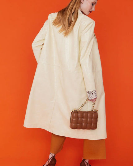 Yellow Eco Leather Trench Coat - Faux Leather Coats - Buy Me Fur Ltd