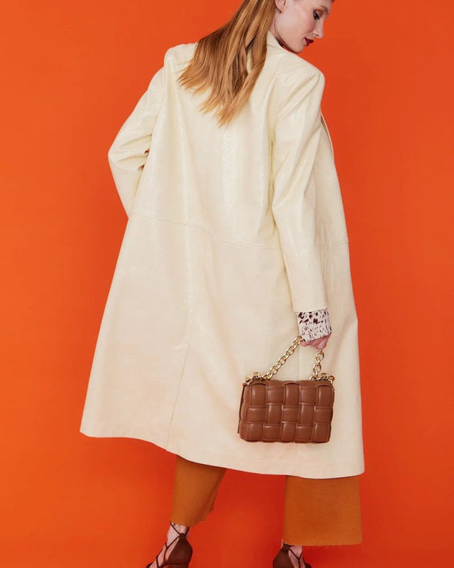 Yellow Eco Leather Trench Coat - Faux Leather Coats - Buy Me Fur Ltd