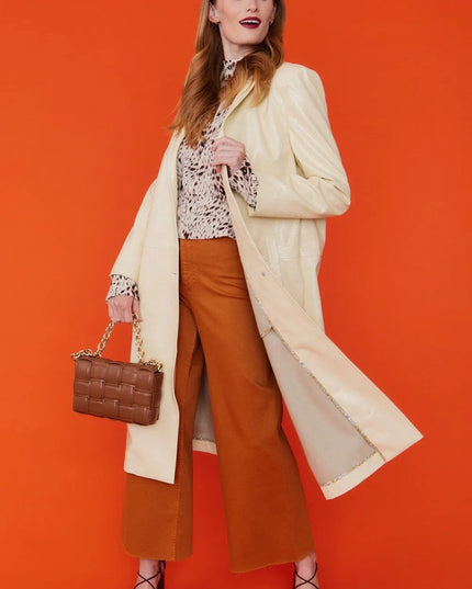 Yellow Eco Leather Trench Coat - Faux Leather Coats - Buy Me Fur Ltd