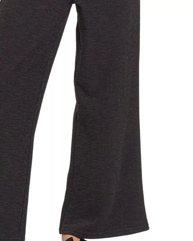 Zenana Cotton Slub Wide Leg Pants - Trendsi