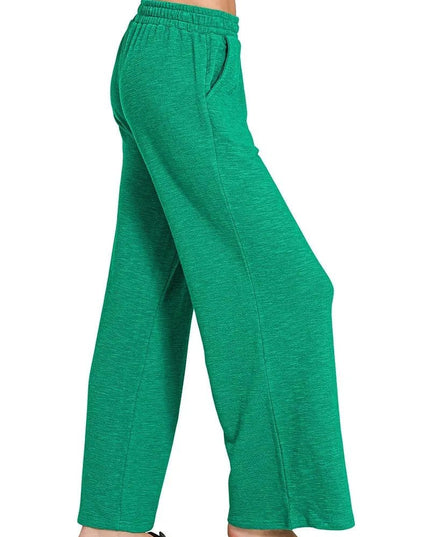 Zenana Cotton Slub Wide Leg Pants - Trendsi