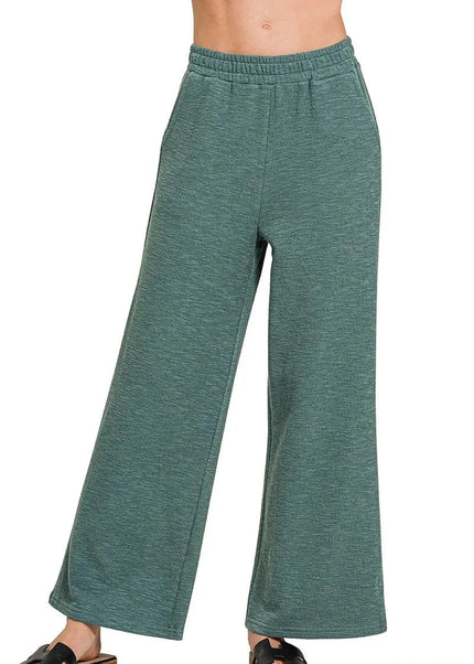 Zenana Cotton Slub Wide Leg Pants - Trendsi