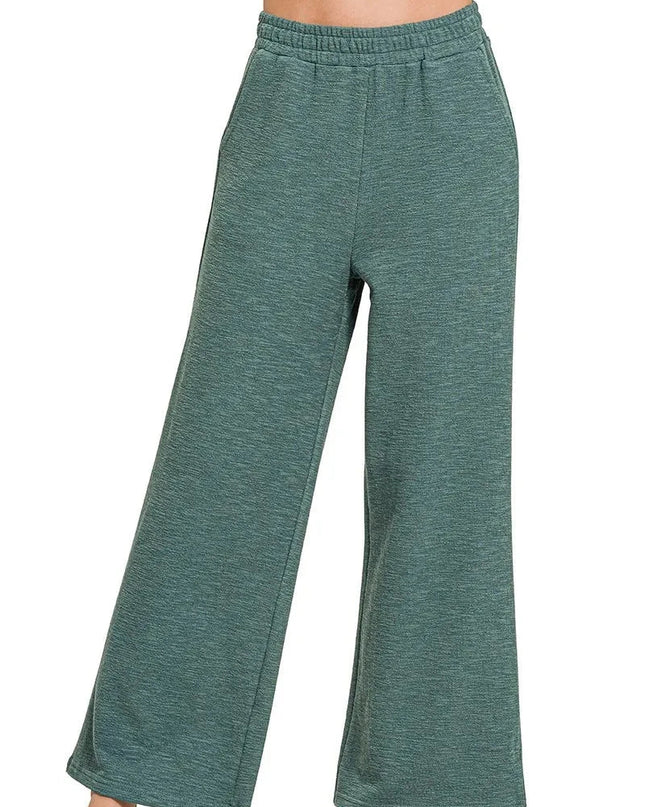 Zenana Cotton Slub Wide Leg Pants - Trendsi