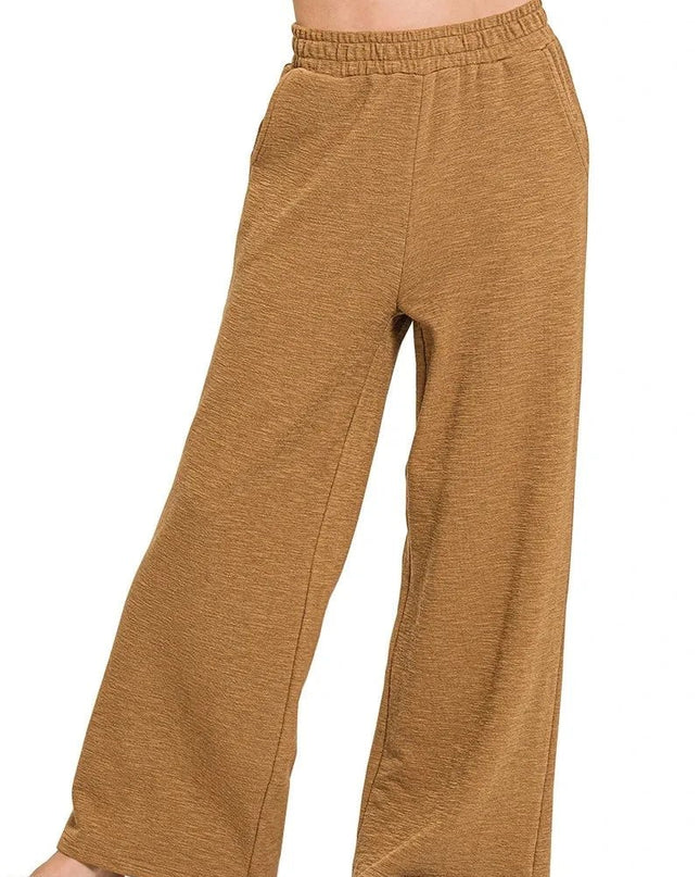 Zenana Cotton Slub Wide Leg Pants - Trendsi