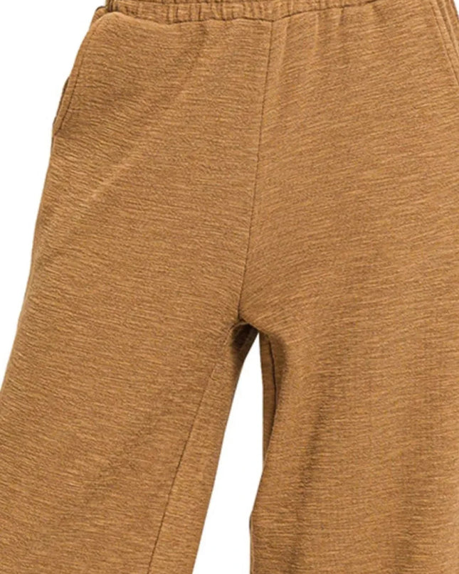 Zenana Cotton Slub Wide Leg Pants - Trendsi