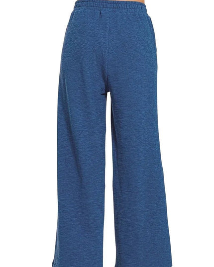 Zenana Cotton Slub Wide Leg Pants - Trendsi