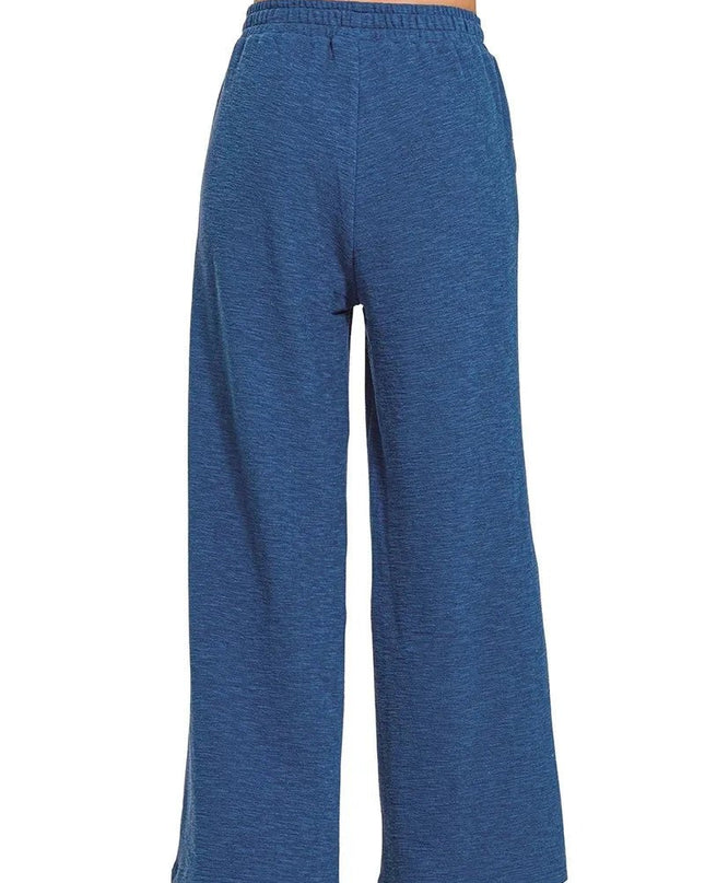 Zenana Cotton Slub Wide Leg Pants - Trendsi