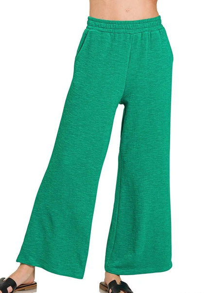 Zenana Cotton Slub Wide Leg Pants - Trendsi