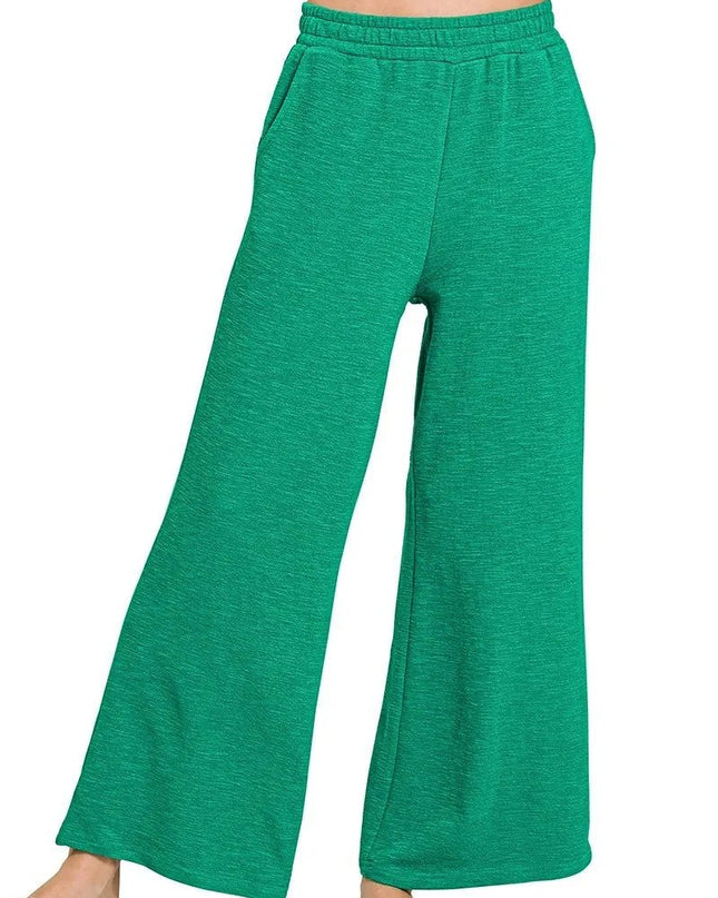 Zenana Cotton Slub Wide Leg Pants - Trendsi