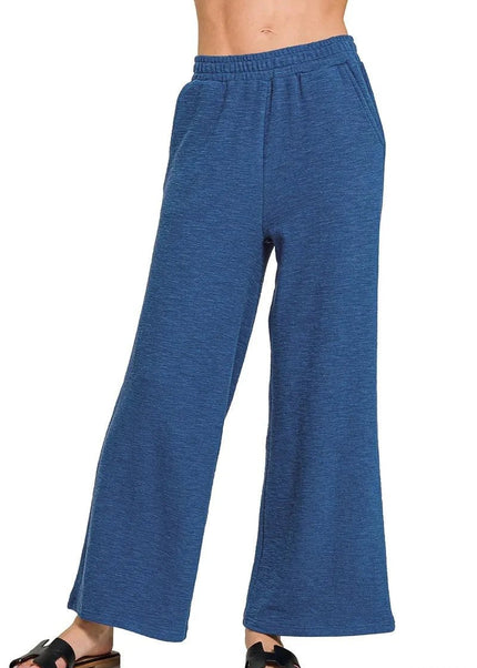 Zenana Cotton Slub Wide Leg Pants - Trendsi