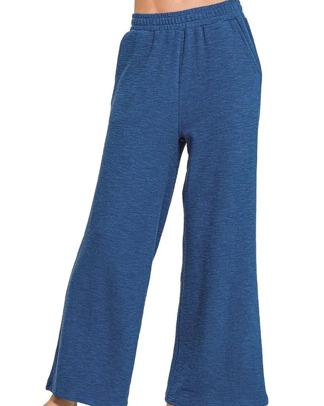 Zenana Cotton Slub Wide Leg Pants - Trendsi