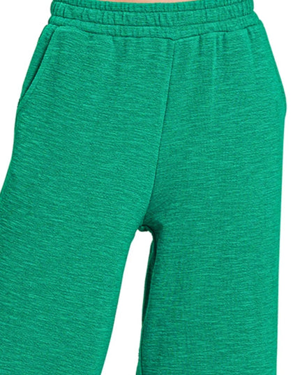 Zenana Cotton Slub Wide Leg Pants - Trendsi