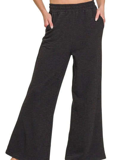 Zenana Cotton Slub Wide Leg Pants - Trendsi