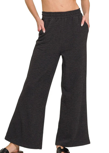 Zenana Cotton Slub Wide Leg Pants - Trendsi