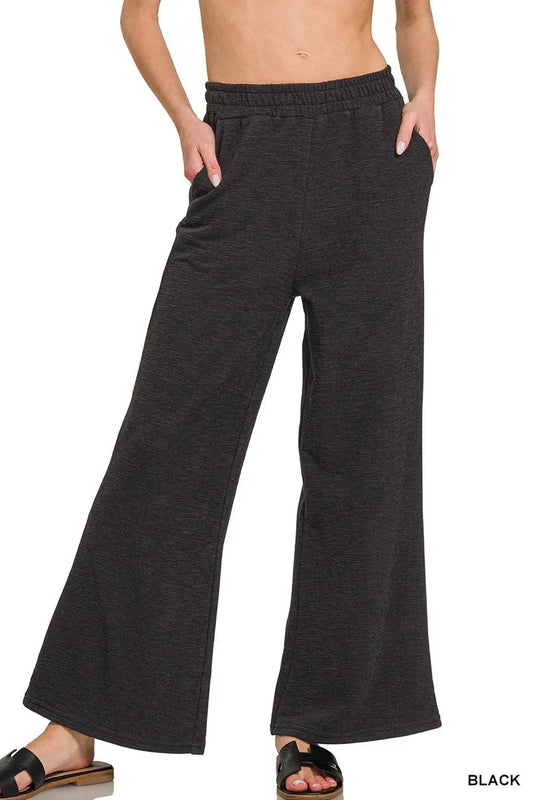 Zenana Cotton Slub Wide Leg Pants - Trendsi