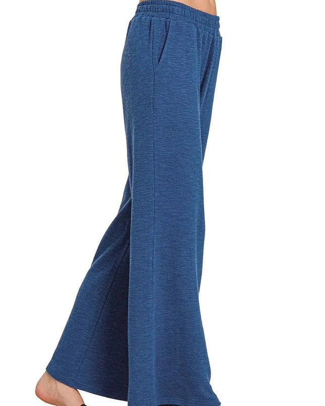 Zenana Cotton Slub Wide Leg Pants - Trendsi