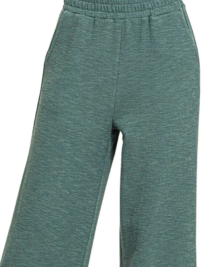 Zenana Cotton Slub Wide Leg Pants - Trendsi