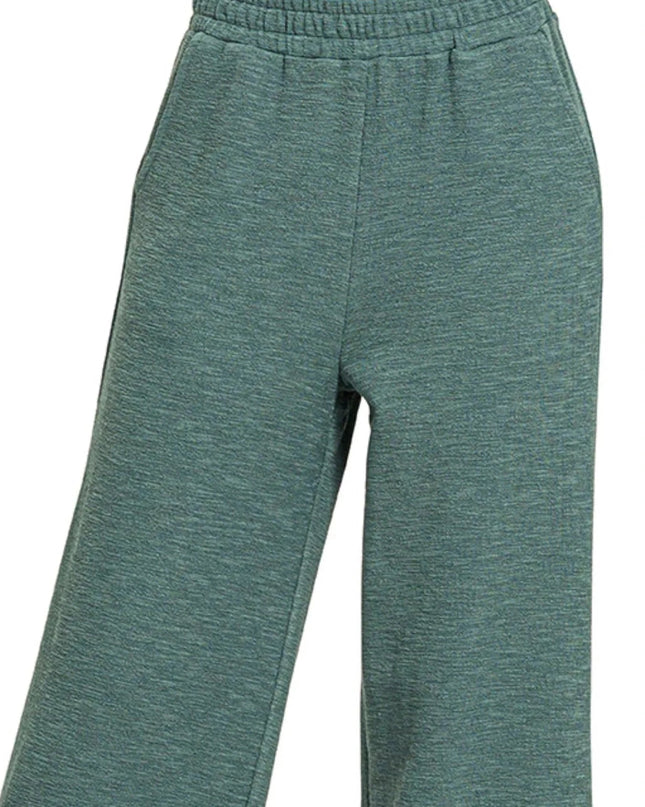 Zenana Cotton Slub Wide Leg Pants - Trendsi