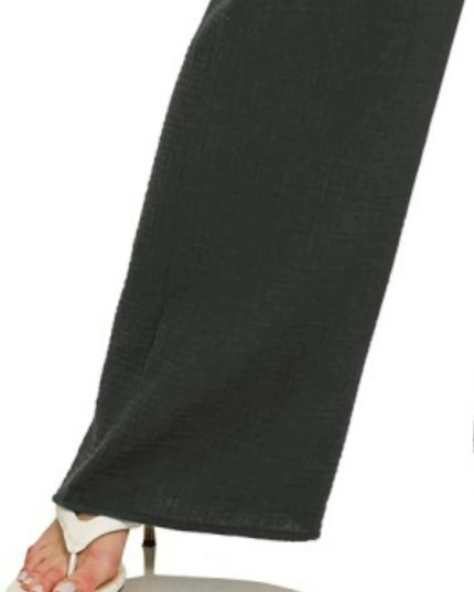 Zenana Double Gauze Elastic Band Pants - Trendsi