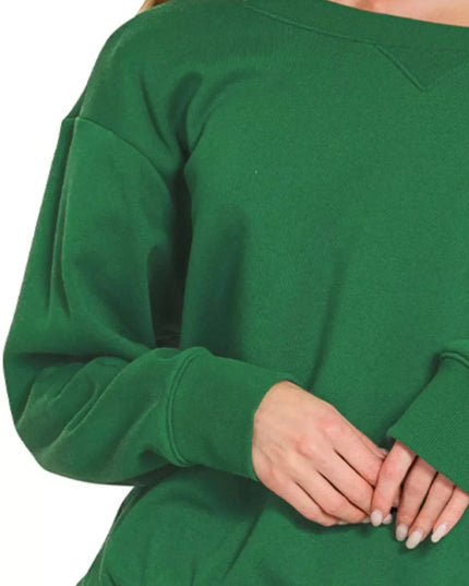 Zenana Fleece Boat Neck Sweatshirt and Shorts Set - Trendsi