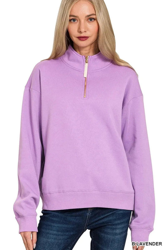 fleece half zip sweatshirt