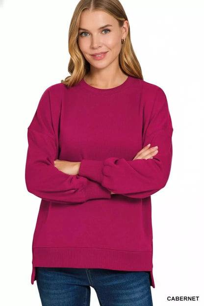 Zenana Fleece Hi-low Boyfriend Sweatshirt