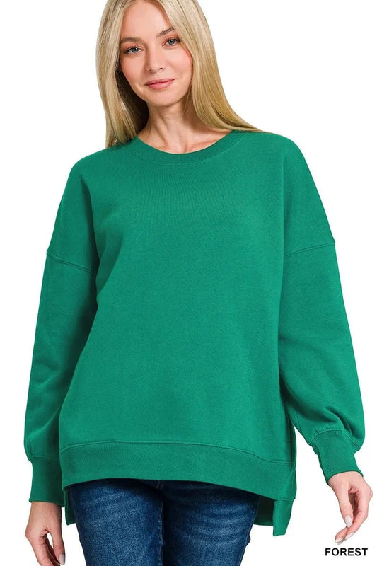 Zenana Fleece Hi-low Boyfriend Sweatshirt