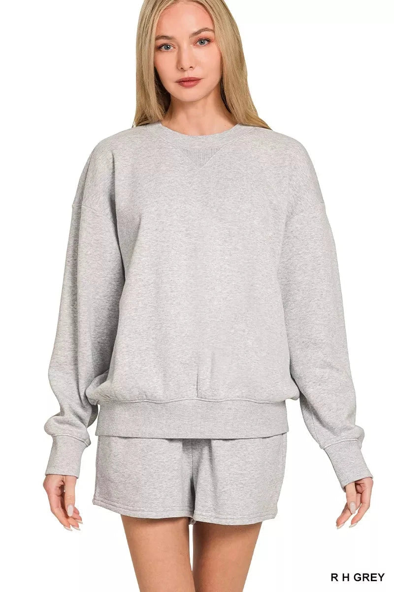 fleece sweatshirt and shorts set