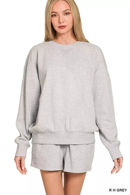 fleece sweatshirt and shorts set