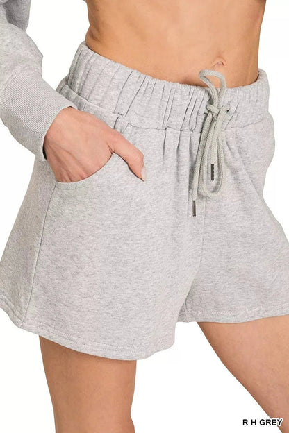 Zenana Fleece Long Sleeve Sweatshirts & Shorts Set - Trendsi