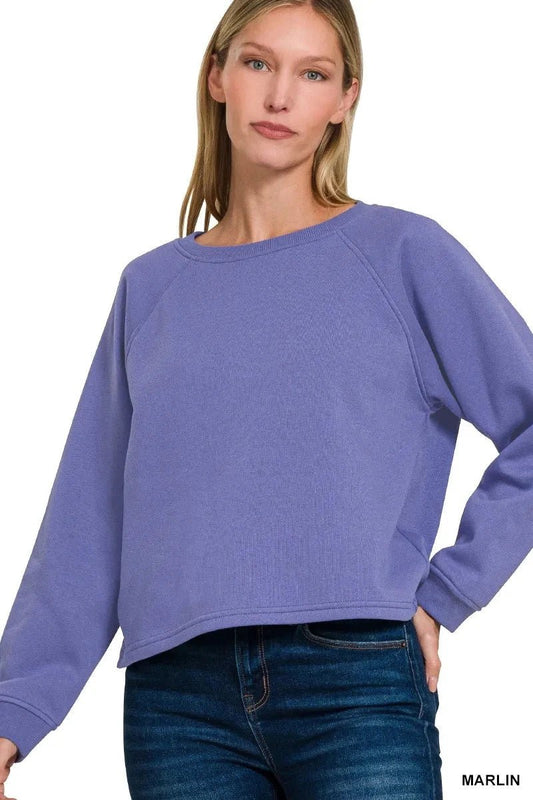 Fleece Raglan Round-Neck Sweatshirt