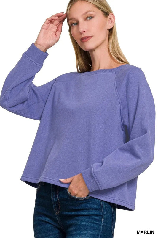 Fleece Raglan Round-Neck Sweatshirt