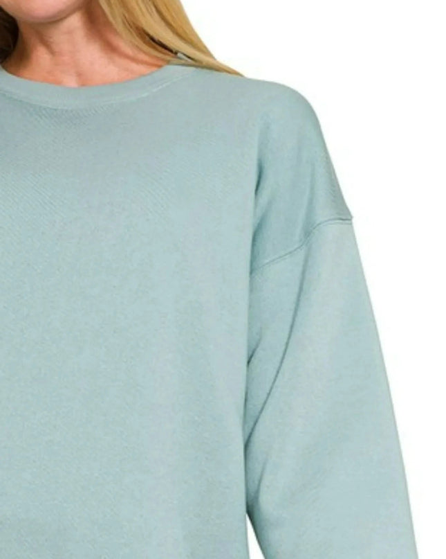 Zenana Fleece Round Neck Sweatshirts - Trendsi