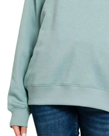 Zenana Fleece Round Neck Sweatshirts - Trendsi