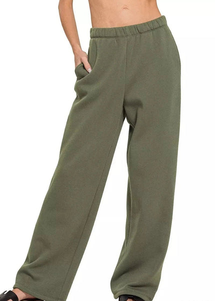 Zenana Fleece Sweatpant with Pockets - Trendsi