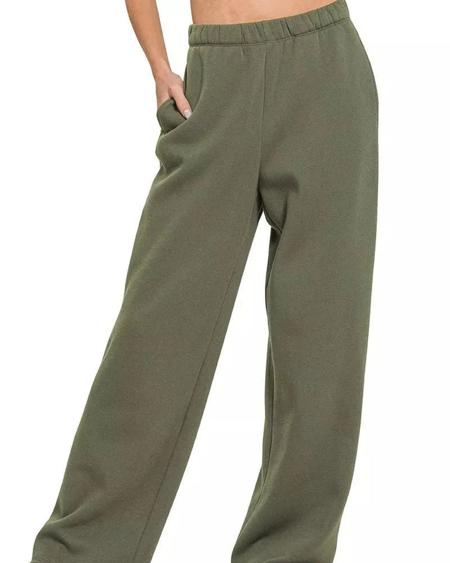 Zenana Fleece Sweatpant with Pockets - Trendsi