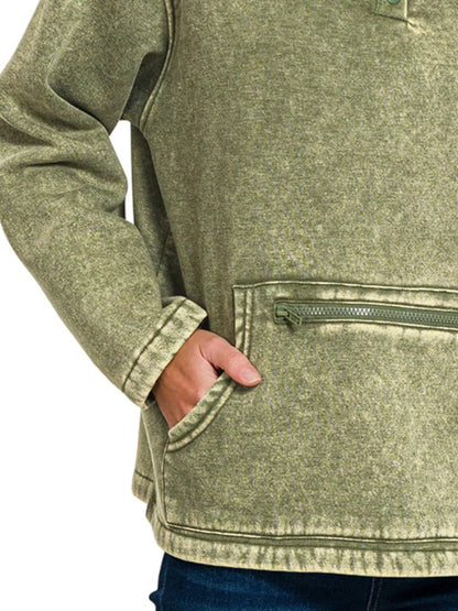 Zenana Fleece High Neck Sweatshirt