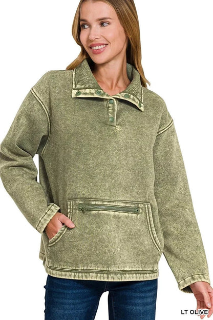 Zenana Fleece High Neck Sweatshirt