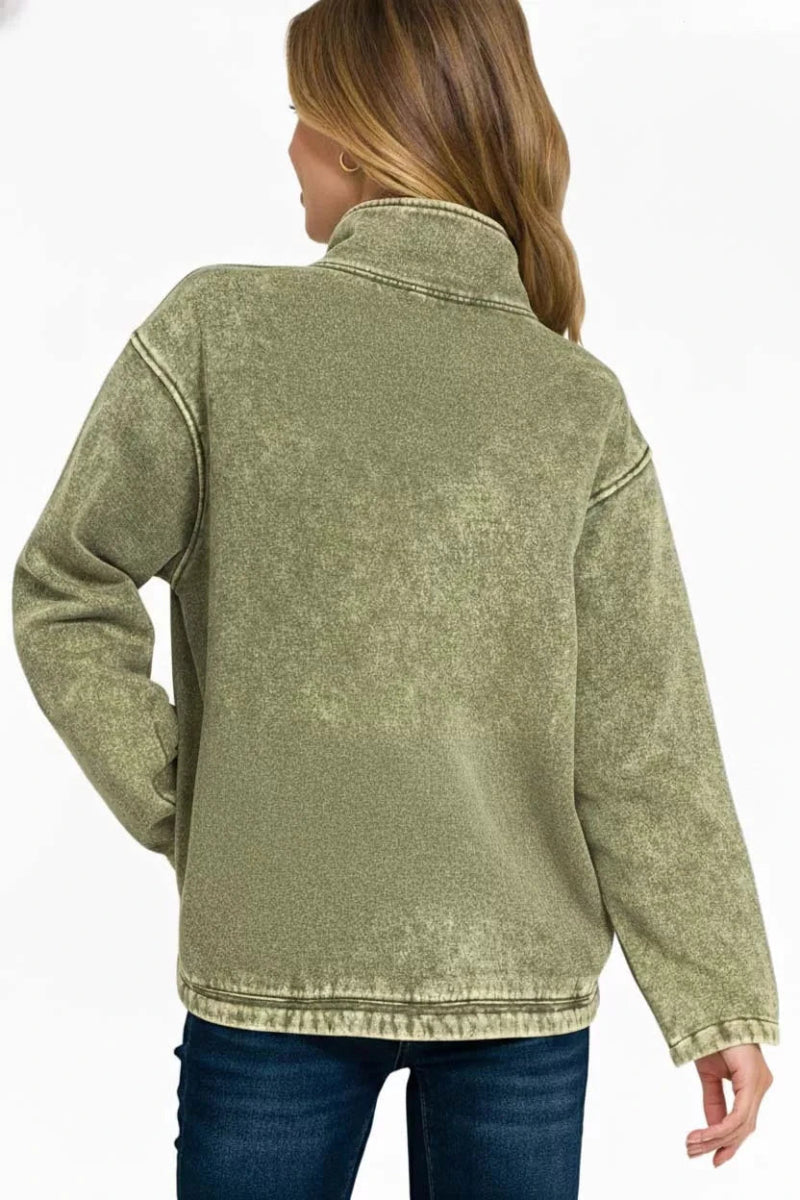 Zenana Fleece High Neck Sweatshirt