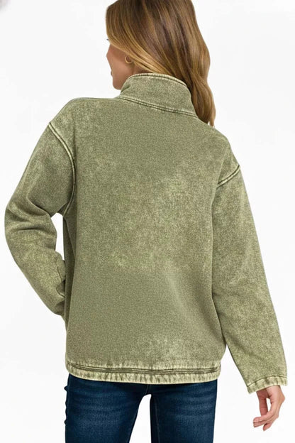 Zenana Fleece High Neck Sweatshirt