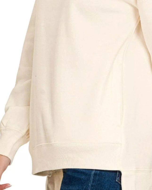 Zenana Full Size Fleece Hi - low Boyfriend Sweatshirts with Pockets Plus Size - Trendsi