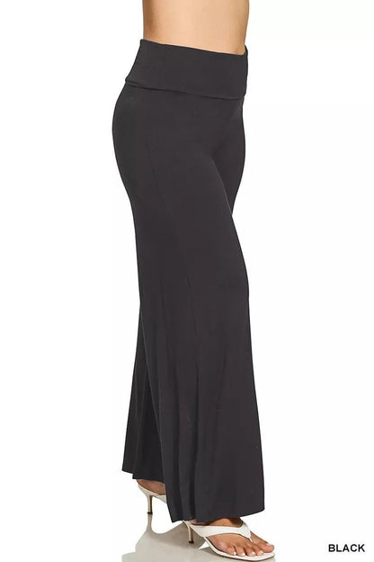 Zenana Full Size Fold Over Waist Comfy Wide Leg Pants Plus Size - Trendsi