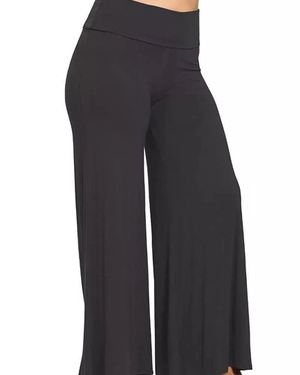 Zenana Full Size Fold Over Waist Comfy Wide Leg Pants Plus Size - Trendsi